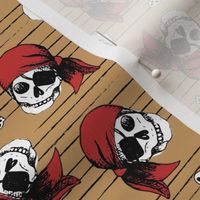Death pirates - Boys adventures pirate design raw ink freehand illustration marine stripes design on ochre yellow