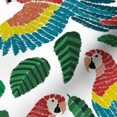Joyful Jungle | Scarlet Macaws Party | White Background