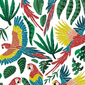 Joyful Jungle | Scarlet Macaws Party | White Background