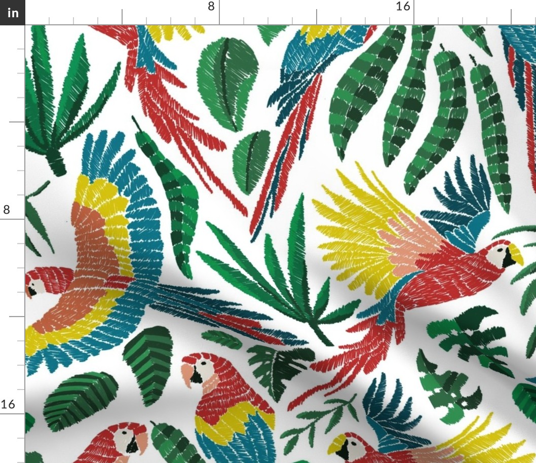 Joyful Jungle | Scarlet Macaws Party | White Background