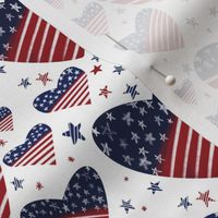 Stars and stripes Hearts American Flag on white