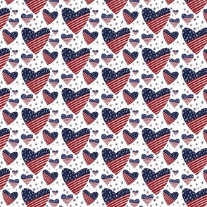 Stars and stripes Hearts American Flag on white