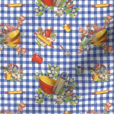 SUNNY GINGHAM KITCHEN SMALL - MAMA'S KITCHEN COLLECTION (ROYAL BLUE)