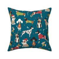 Christmas Dogs- Traditional- Teal