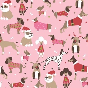 Christmas dogs pink