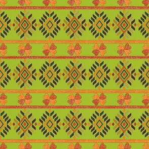 Tribal ethnic American Indian vintage embroidery effect Lime green, orange small