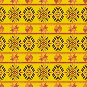 Tribal ethnic Mid Western American Aztec vintage embroidery effect  yellow, orange small