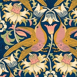 Hummingbirds in William Morris Lodden Vintage