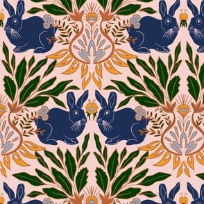 Victorian bunny - navy and green