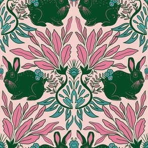 Victorian bunny - pink and green 