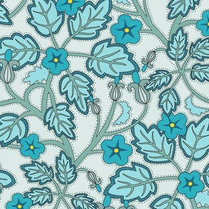 Victorian Blue Flowers Large