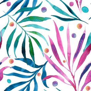 Vibrant Watercolor Tropical Ferns