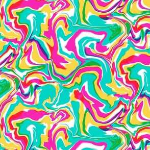 Rainbow Marble - vibrant fluid swirl of pink, green, yellow