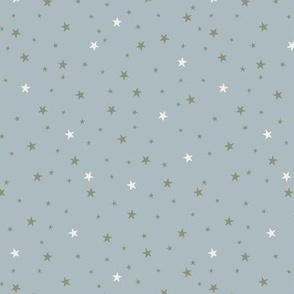 Small Starlight Stars in Green and Cream on Blue