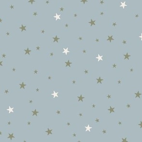 Starlight Stars in Green and Cream on Blue