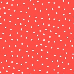 Christmas Snow polka dots bright red by Jac Slade