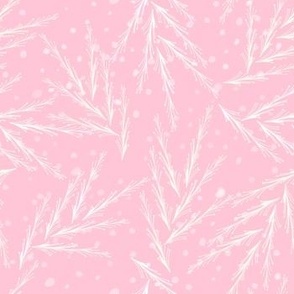 Christmas fir trees snow pastel pink by Jac Slade