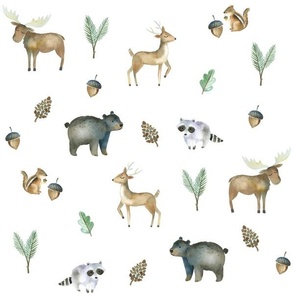 Woodland Animals White