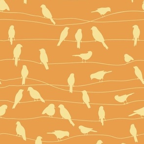 Birds on the Wire in Yellow