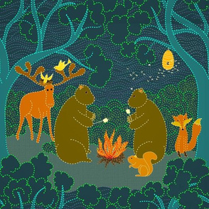 Do bears camp in the moonlit forest?