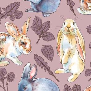 Rabbits and Herbal Treats on Country Lilac, Large Scale