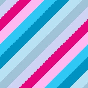 Pink Blue Barbiecore Aesthetic Diagonal Stripped Pattern - 90s Fashion