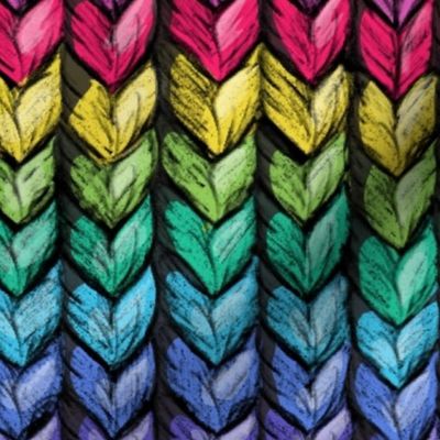 Knitting Rainbow Stockinette Texture