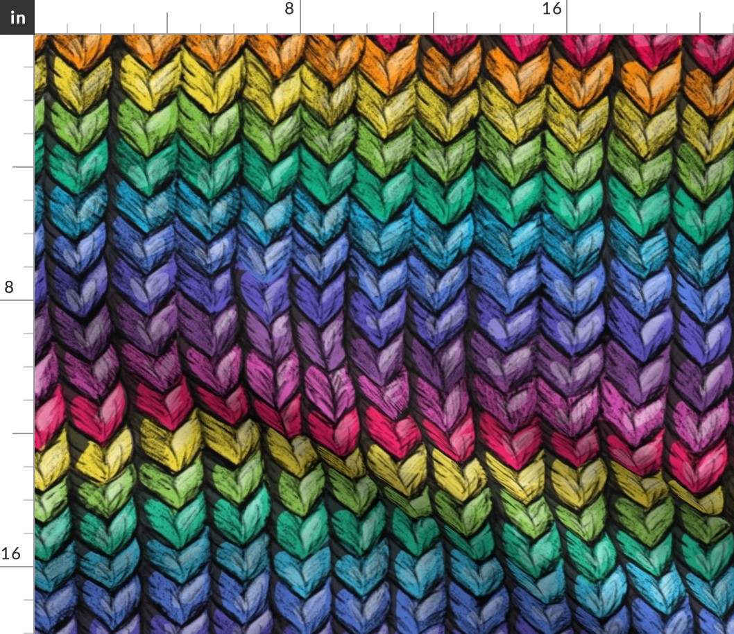 Knitting Rainbow Stockinette Texture