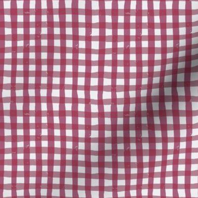  Wonky Gingham- Berry Red on Off White Grey // SMALL