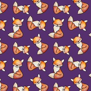 Watercolor Fox - Purple