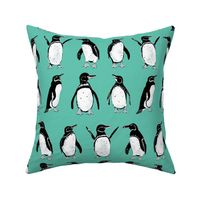 Galápagos Penguins on turquoise | small | colorofmagic 