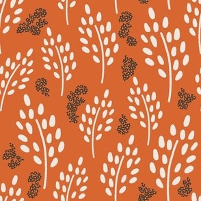Floral Petals x Forest Foliage in Coral Orange