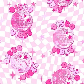 Pink Disco Ball Fabric, Wallpaper and Home Decor