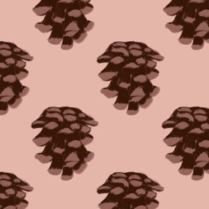 Pinecone in Brown on Blush Pink - Large