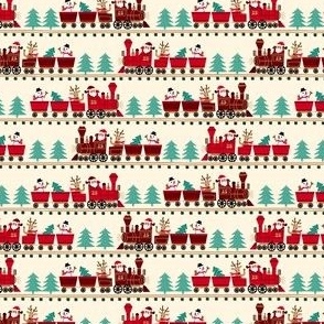 MINI christmas train fabric - cute santa train railroad design