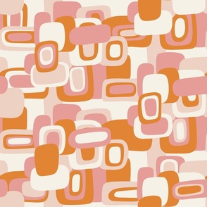 Retro groove orange and pink abstract art 
