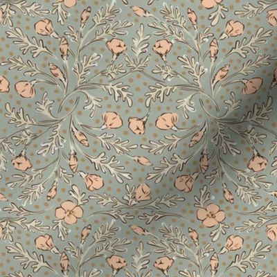 Poppy Sprays - Victorian blue - Smallscale