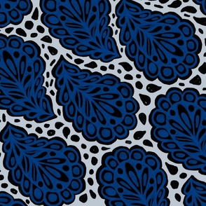 Polka Dot Paisley, Cobalt Blue, Large Scale