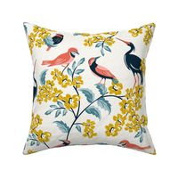 Bird Watching Textured White Yellow Large Scale