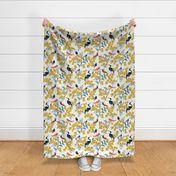 Bird Watching Textured White Yellow Large Scale