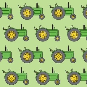 green farm tractors on light green