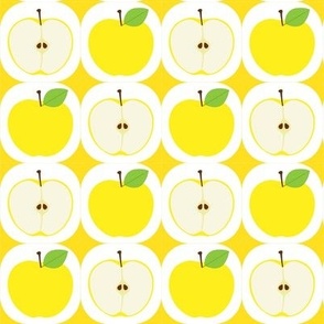 One yellow apple, half yellow apple (Medium) 