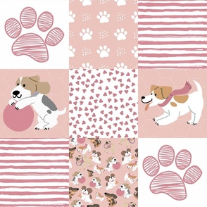 Pink Puppy Quilt Layout for Spoonflower