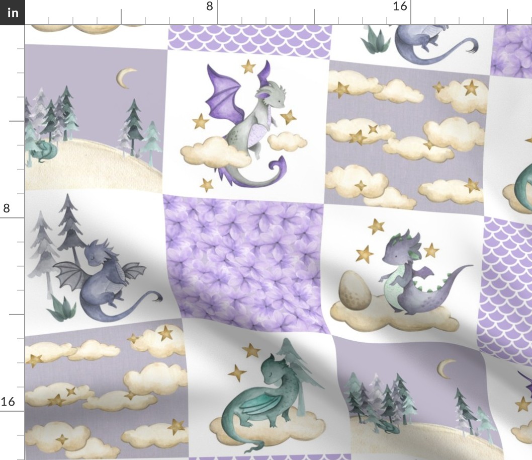 Girly Dragon Quilt Layout for Spoonflower