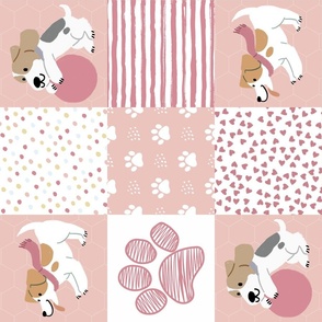 Pink Puppy Quilt Layout for Spoonflower