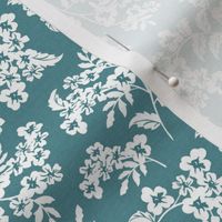 Elodie - Floral Silhouette Teal Blue Small Scale