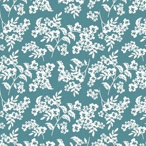 Elodie - Floral Silhouette Teal Blue Small Scale