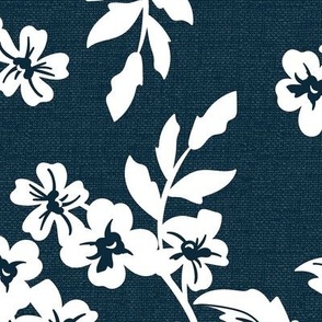 Elodie - Floral Silhouette Navy Blue Large Scale