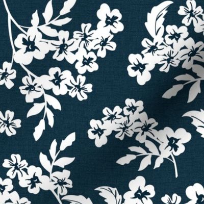 Elodie - Floral Silhouette Navy Blue Regular Scale