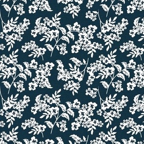 Elodie - Floral Silhouette Navy Blue Small Scale